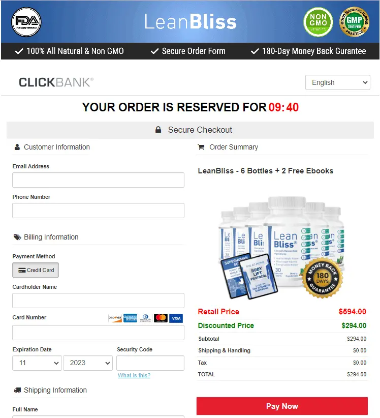 leanbliss order page